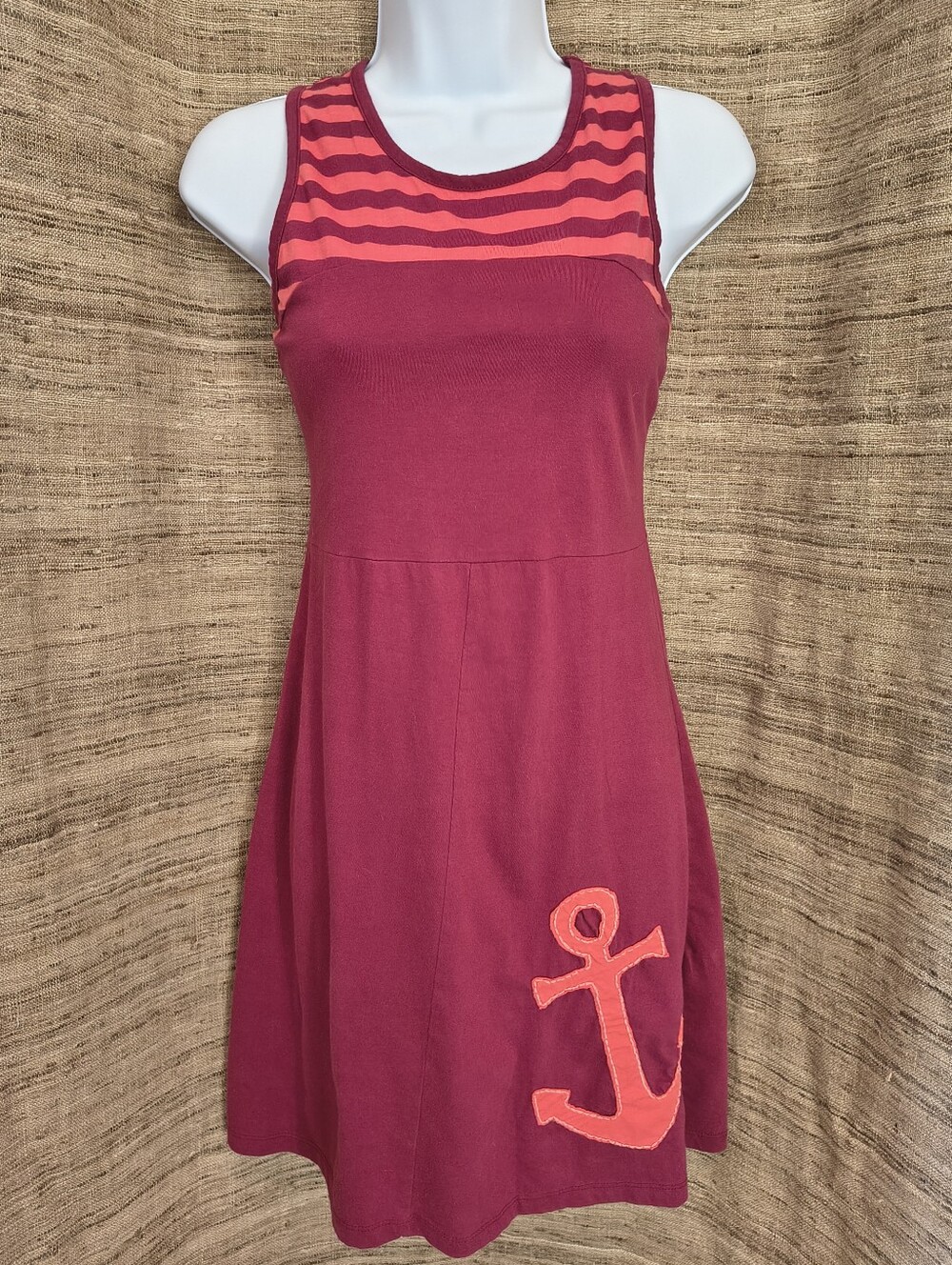 Synergy Organic Cotton Dress Nautical Casual Jersey Mini Sundress Women's Medium